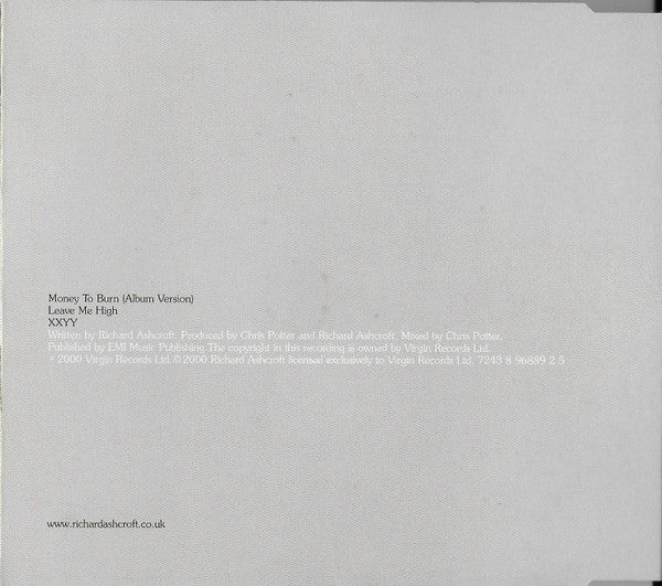 Richard Ashcroft : Money To Burn (CD, Single)