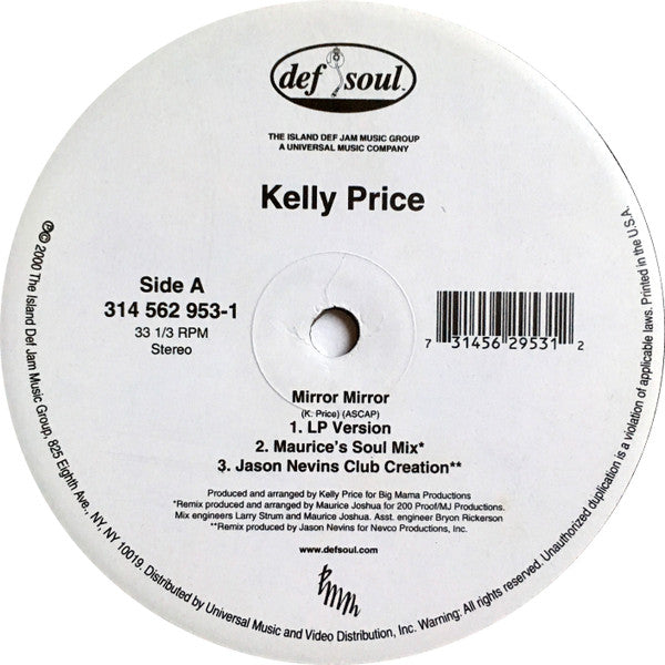 Kelly Price : Mirror Mirror (Dance Remixes) (12")