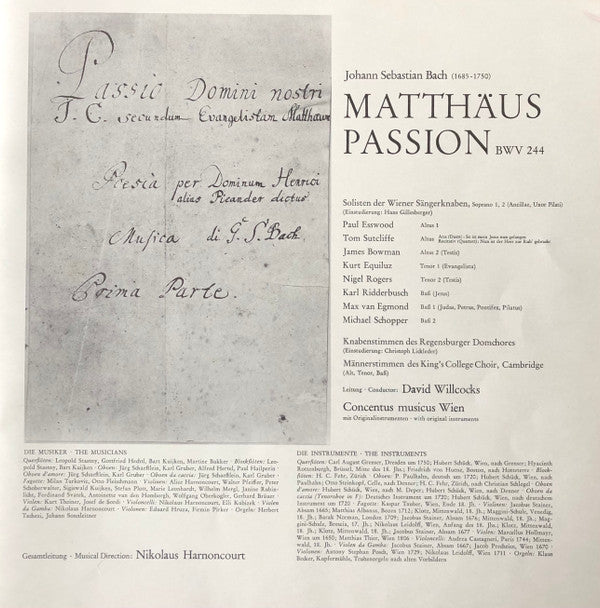 Johann Sebastian Bach - Nikolaus Harnoncourt : Matthäus-Passion (4xLP + Box)
