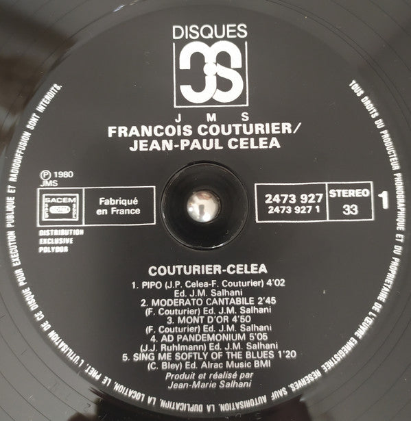 François Couturier - Jean-Paul Celea : Couturier-Celea (LP, Album, RP)