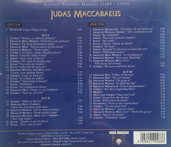 Georg Friedrich Händel : Die Grossen Oratorien: Judas Maccabaeus-Solomon-Semele-Theodora (8xCD, RE, Box)