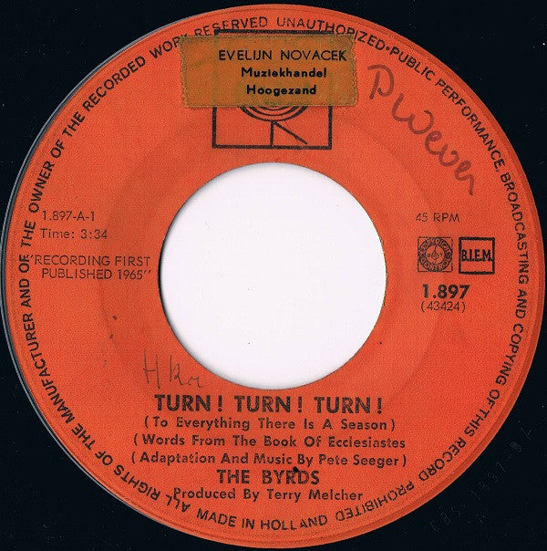 The Byrds : Turn! Turn! Turn! (7", Single)