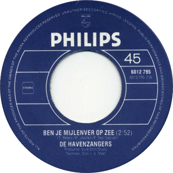 De Havenzangers : Oh Heideroosje (7", Single)