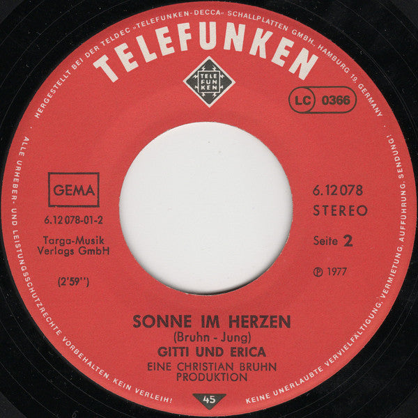 Gitti & Erika : Heidi (7", Single)