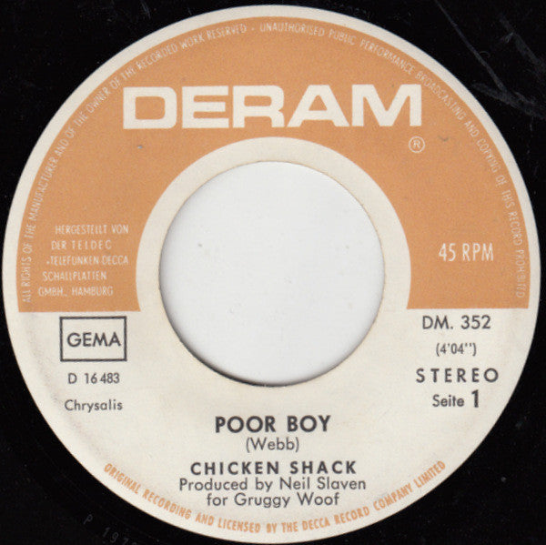 Chicken Shack : Poor Boy (7", Single)