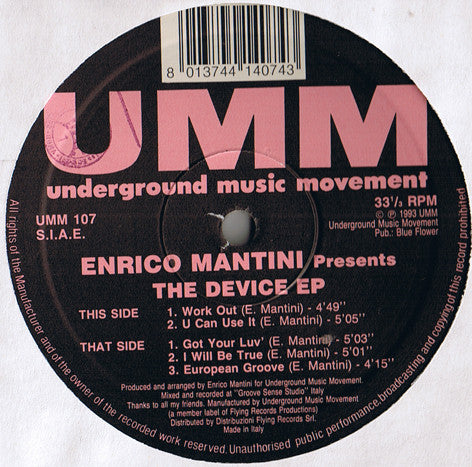 Enrico Mantini : The Device EP (12", EP)