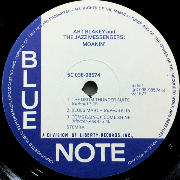 Art Blakey & The Jazz Messengers : Moanin' (LP, Album, RE)