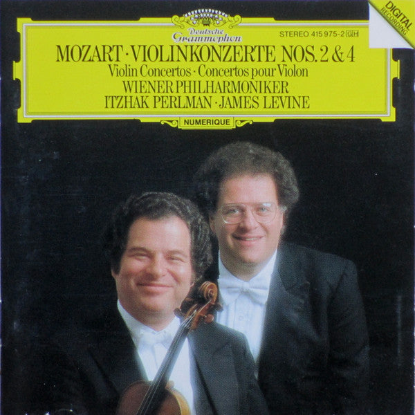 Wolfgang Amadeus Mozart - Itzhak Perlman, Wiener Philharmoniker, James Levine (2) : Violinkonzerte Nos. 2 & 4 (CD, Album)