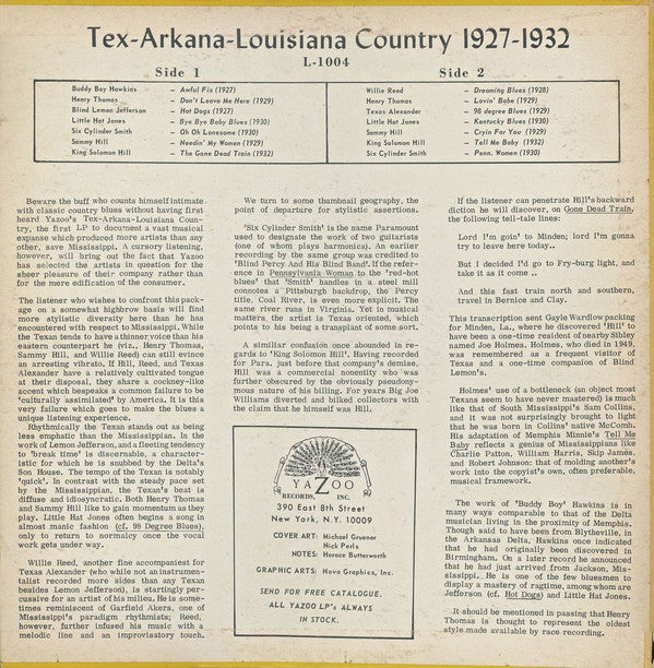 Various : Tex-Arkana-Louisiana Country 1929-1933 (LP, Comp)