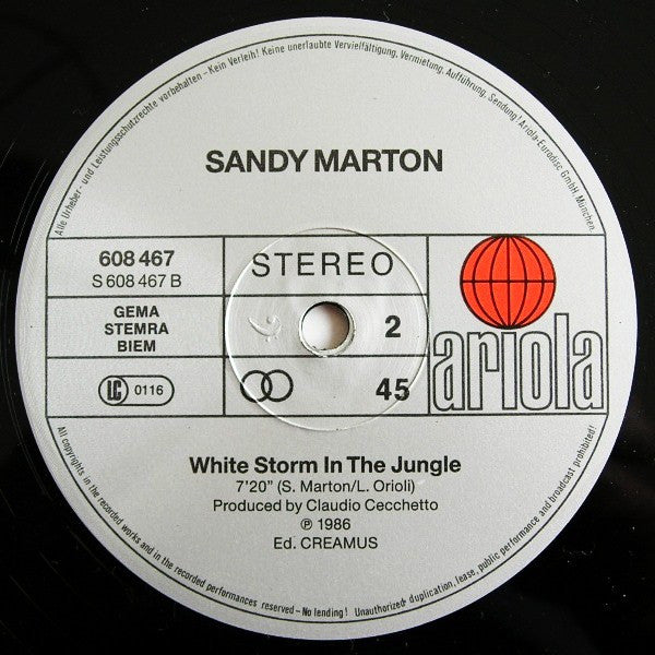 Sandy Marton : White Storm In The Jungle (Two Special D.J. Versions) (12", Maxi)