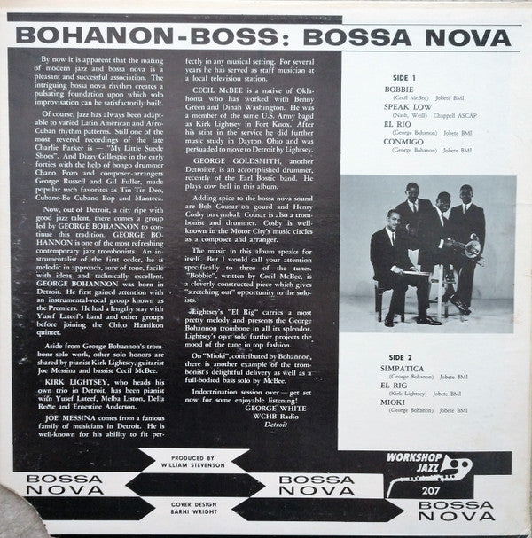 George Bohanon Quartet : Boss:Bossa Nova (LP, Album, Mono, Hol)