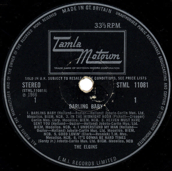 The Elgins : Darling Baby (LP, Album)