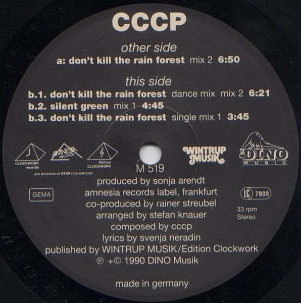 C.C.C.P. : Don't Kill The Rain Forest (12", Maxi)
