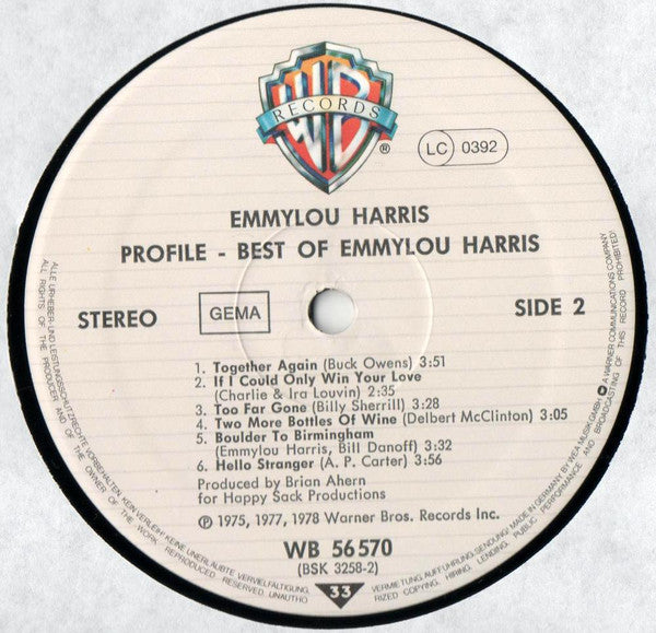 Emmylou Harris : Profile (Best Of Emmylou Harris) (LP, Comp)