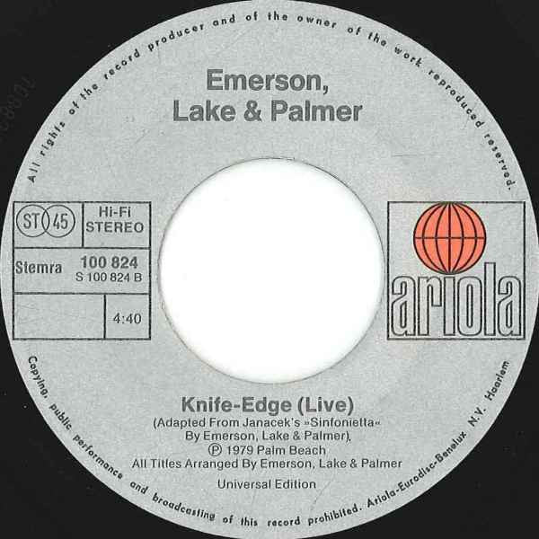 Emerson, Lake & Palmer : In Concert: Peter Gunn / Knife Edge (7", Single)
