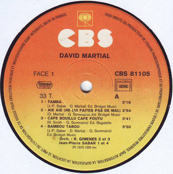 David Martial : Tamba (LP, Album)