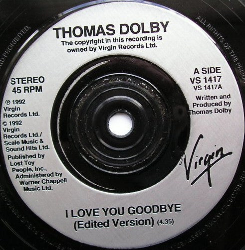 Thomas Dolby : I Love You Goodbye (7", Single)