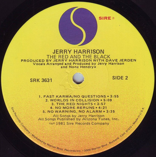 Jerry Harrison : The Red And The Black (LP, Album, Win)