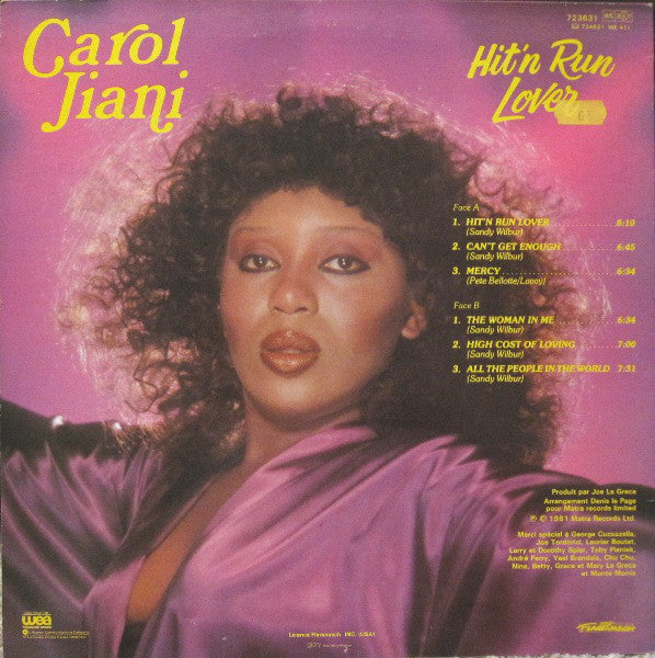Carol Jiani : Hit 'N Run Lover (LP, Album)
