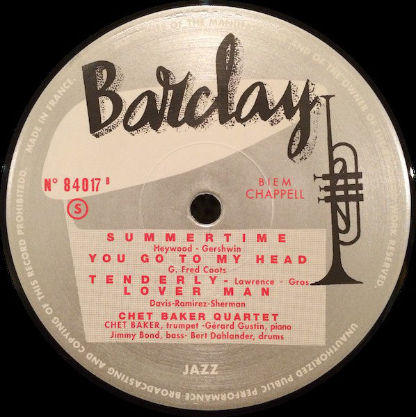 Chet Baker Quartet : Chet Baker Quartet (LP, Album, Mono, RE, RM, 180)