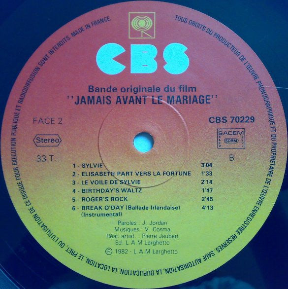 Vladimir Cosma : Jamais Avant Le Mariage!! (LP, Album)