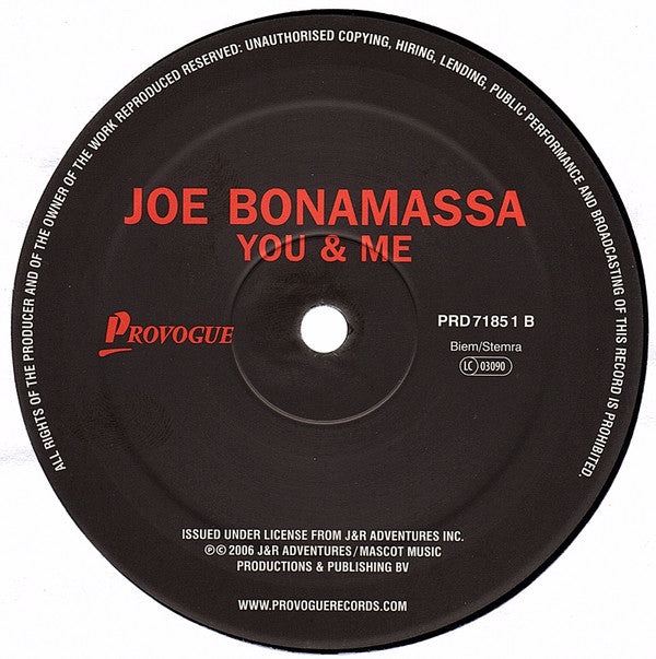 Joe Bonamassa : You & Me (LP, Album, RE)