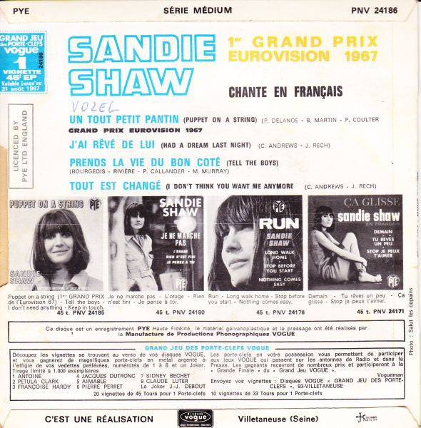 Sandie Shaw : Sandie Shaw Chante En Français Un Tout Petit Pantin = Puppet On A String (7", EP)