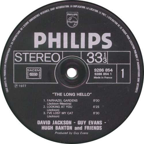 David Jackson, Guy Evans & Hugh Banton : The Long Hello (LP, Album, RE)