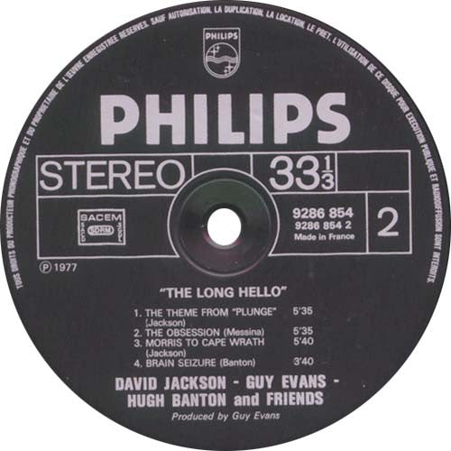David Jackson, Guy Evans & Hugh Banton : The Long Hello (LP, Album, RE)
