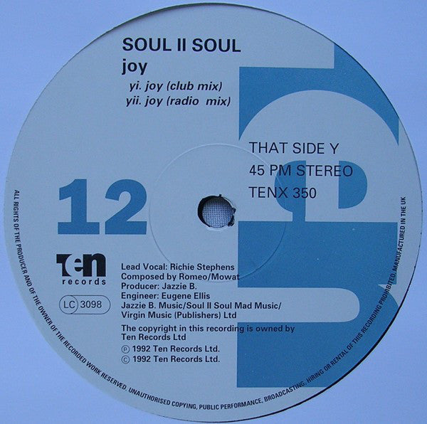 Soul II Soul : Joy (12", Single)