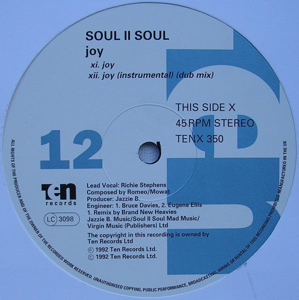 Soul II Soul : Joy (12", Single)