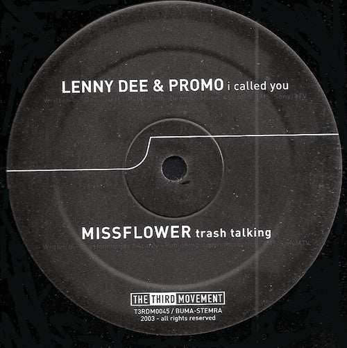 Lenny Dee & Promo / MissFlower* : I Called You / Trash Talking (12")