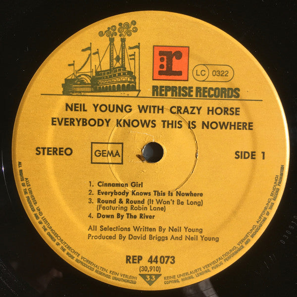 Neil Young With Crazy Horse : Everybody Knows This Is Nowhere (LP, Album, RE, Gat)