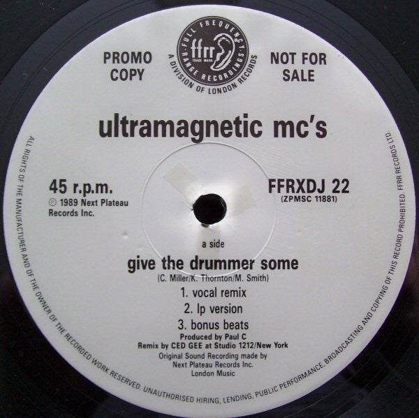 Ultramagnetic MC's : Give The Drummer Some (12", Promo)