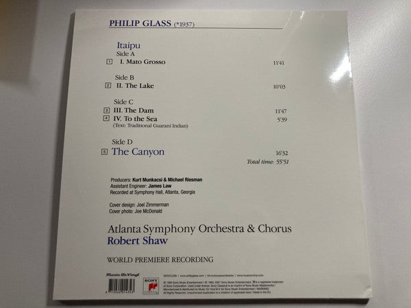 Philip Glass - Atlanta Symphony Orchestra & Atlanta Symphony Chorus, Robert Shaw : Itaipu / The Canyon (2xLP, Album, RE)