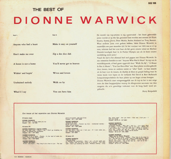 Dionne Warwick : The Best Of Dionne Warwick (LP, Comp)