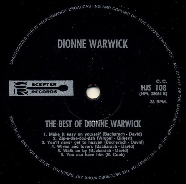 Dionne Warwick : The Best Of Dionne Warwick (LP, Comp)