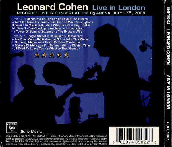 Leonard Cohen : Live In London (2xCD, Album, Dig)