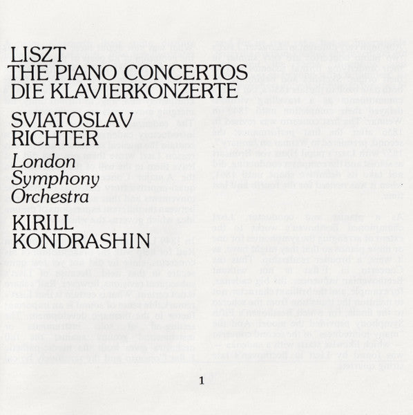 Liszt* ; Sviatoslav Richter, London Symphony Orchestra, Kirill Kondrashin* : The Piano Concertos (CD, RE)