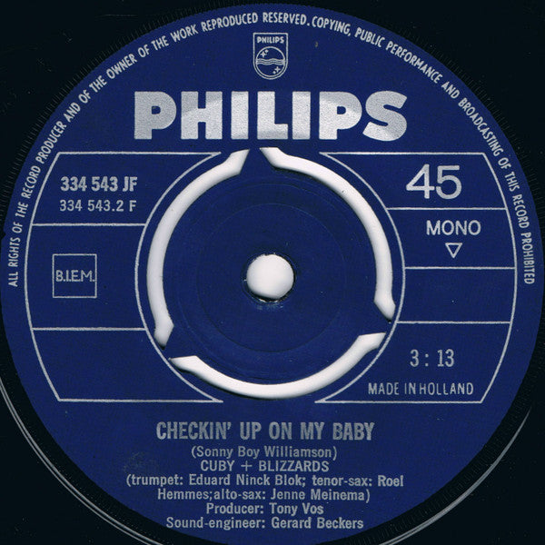Cuby + Blizzards : Window Of My Eyes / Checkin' Up On My Baby (7", Single, Mono)