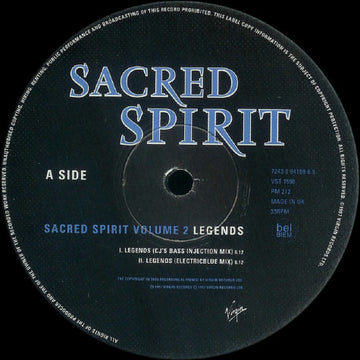 Sacred Spirit : Sacred Spirit Volume 2: Legends (12", Single)