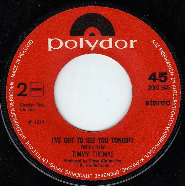 Timmy Thomas : You're The Song (7", Single)