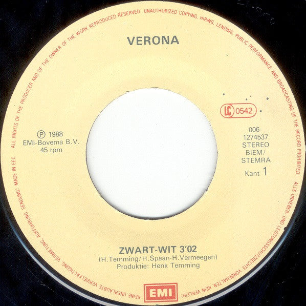 Harko & Pao / Verona (6) : Tiet Veur 'Un Pafke! / Zwart-Wit (7", Single)