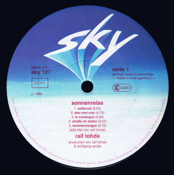 Ralf Tohde : Sonnenreise (LP, Album)