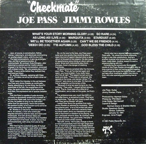 Joe Pass / Jimmy Rowles : Checkmate (LP, Album, Red)