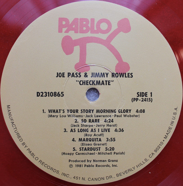 Joe Pass / Jimmy Rowles : Checkmate (LP, Album, Red)