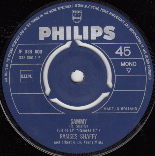 Ramses Shaffy : Sammy / 5 Uur (7", Single, Mono)