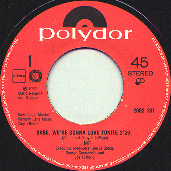 Lime II* : Babe, We're Gonna Love Tonite (7")