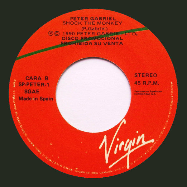 Peter Gabriel : Shock The Monkey (7", Promo)
