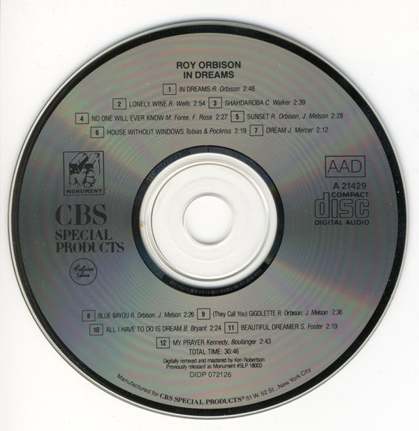 Roy Orbison : In Dreams (CD, Album, RE, RM)